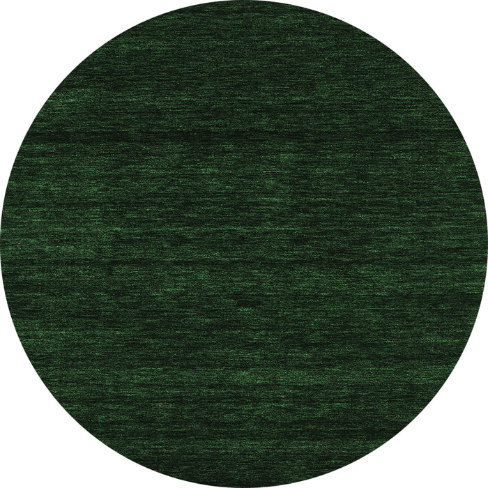 Round Machine Washable Abstract Emerald Green Contemporary Area Rugs, wshcon1789emgrn
