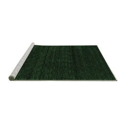 Sideview of Machine Washable Abstract Emerald Green Contemporary Area Rugs, wshcon1789emgrn