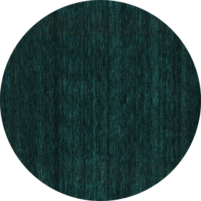 Round Machine Washable Abstract Turquoise Contemporary Area Rugs, wshcon1789turq