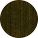 Round Abstract Yellow Contemporary Rug, con1789yw