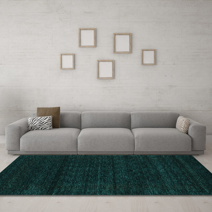 Machine Washable Abstract Turquoise Contemporary Area Rugs in a Living Room,, wshcon1789turq
