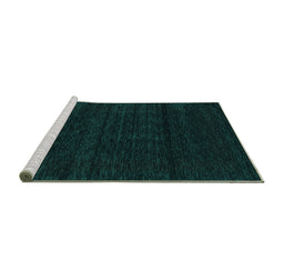 Sideview of Machine Washable Abstract Turquoise Contemporary Area Rugs, wshcon1789turq