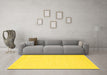 Machine Washable Solid Yellow Modern Rug in a Living Room, wshcon178yw