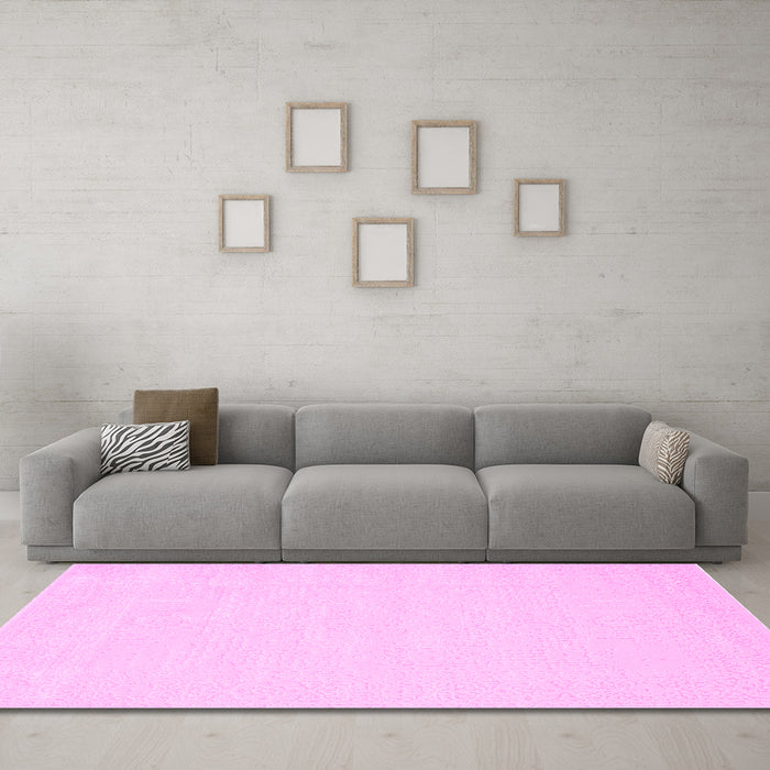 Machine Washable Solid Pink Modern Rug in a Living Room, wshcon178pnk