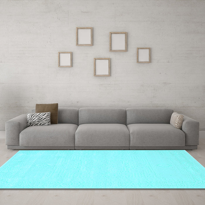 Machine Washable Solid Light Blue Modern Rug in a Living Room, wshcon178lblu