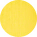 Round Machine Washable Solid Yellow Modern Rug, wshcon178yw