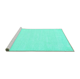 Sideview of Machine Washable Solid Turquoise Modern Area Rugs, wshcon178turq