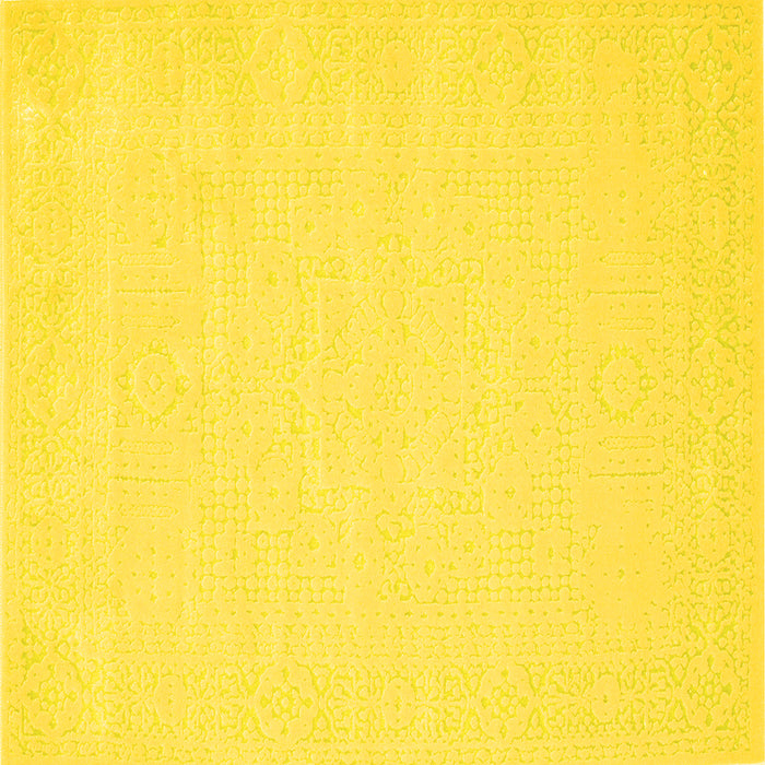 Square Solid Yellow Modern Rug, con178yw