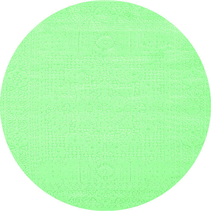 Round Machine Washable Solid Emerald Green Modern Area Rugs, wshcon178emgrn