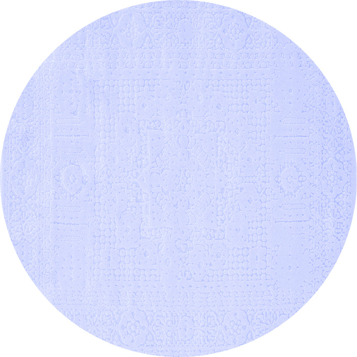 Round Machine Washable Solid Blue Modern Rug, wshcon178blu
