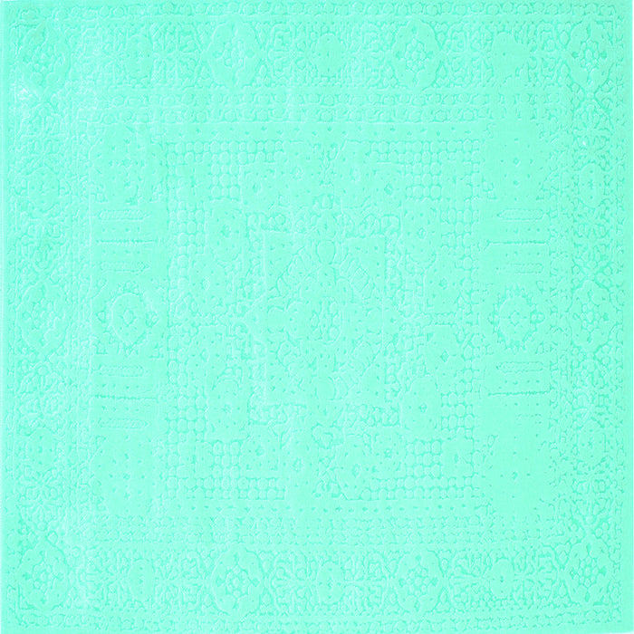 Square Machine Washable Solid Turquoise Modern Area Rugs, wshcon178turq