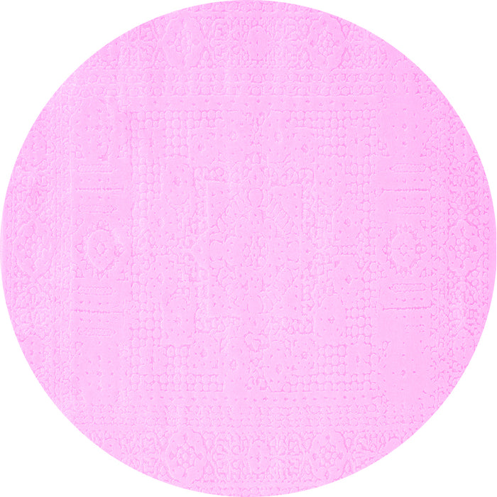 Round Machine Washable Solid Pink Modern Rug, wshcon178pnk