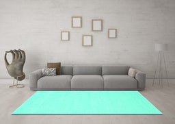 Machine Washable Solid Turquoise Modern Area Rugs in a Living Room,, wshcon178turq