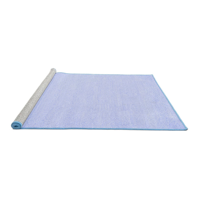 Sideview of Machine Washable Solid Blue Modern Rug, wshcon178blu