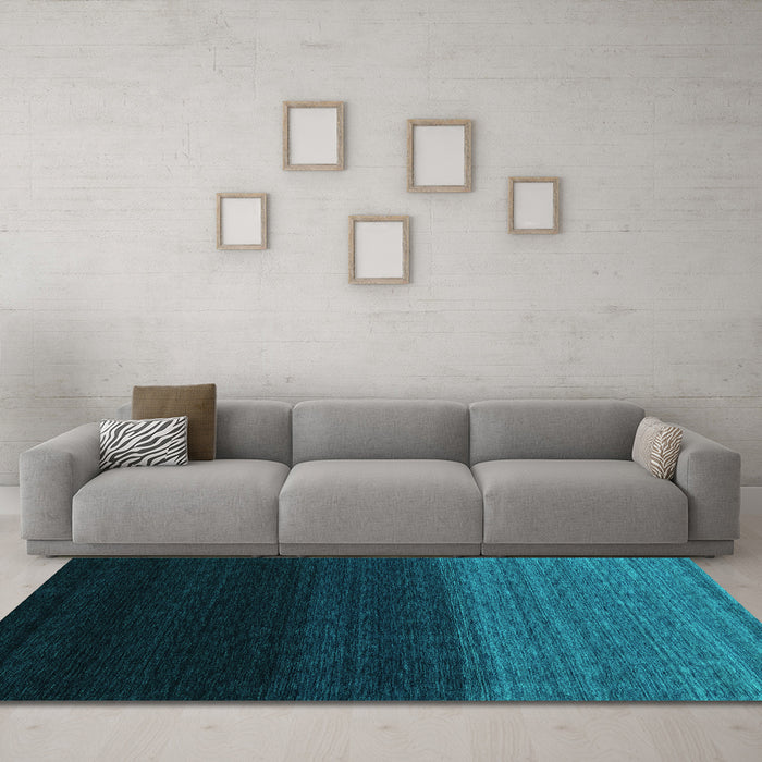 Machine Washable Abstract Turquoise Contemporary Area Rugs in a Living Room,, wshcon1790turq