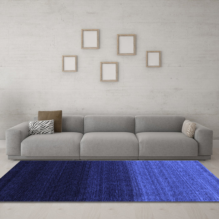Machine Washable Abstract Blue Contemporary Rug in a Living Room, wshcon1790blu