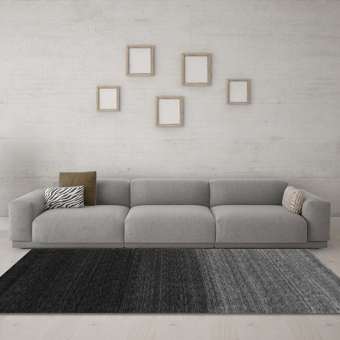 Machine Washable Abstract Gray Contemporary Rug in a Living Room,, wshcon1790gry