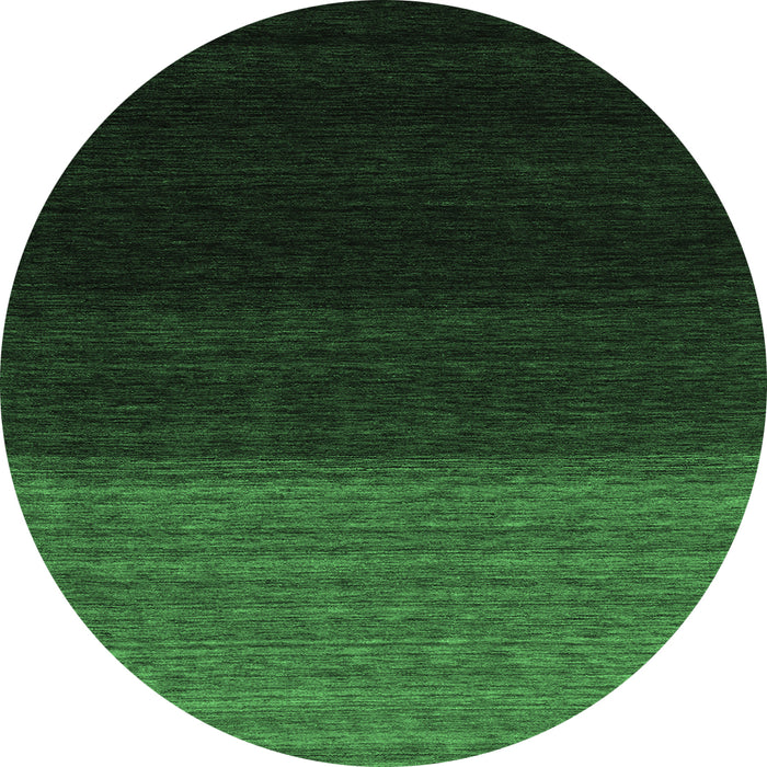 Round Machine Washable Abstract Emerald Green Contemporary Area Rugs, wshcon1790emgrn