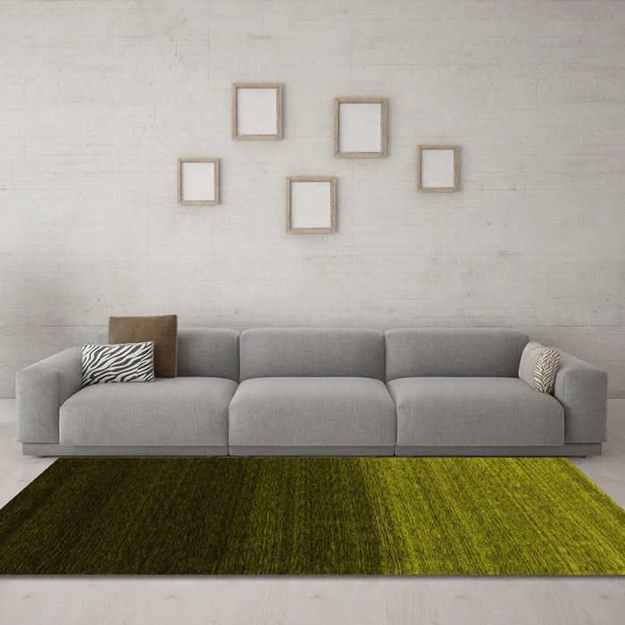 Machine Washable Abstract Yellow Contemporary Rug in a Living Room, wshcon1790yw