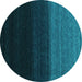 Round Machine Washable Abstract Turquoise Contemporary Area Rugs, wshcon1790turq