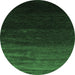 Round Abstract Emerald Green Contemporary Rug, con1791emgrn