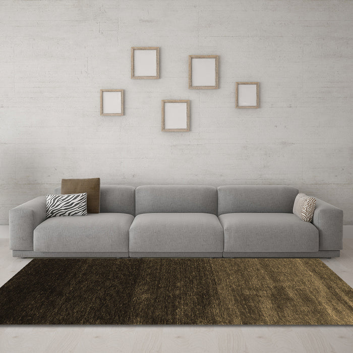 Machine Washable Abstract Brown Contemporary Rug in a Living Room,, wshcon1791brn