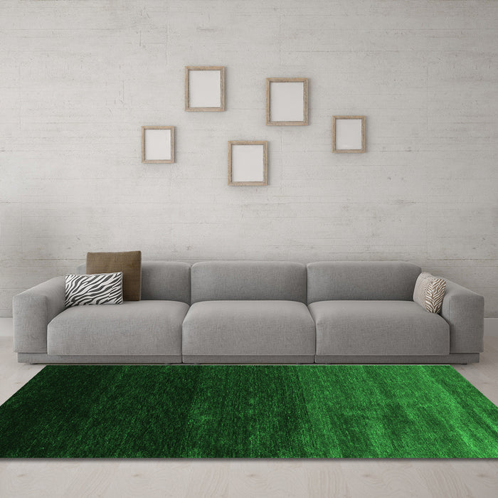 Machine Washable Abstract Green Contemporary Area Rugs in a Living Room,, wshcon1791grn