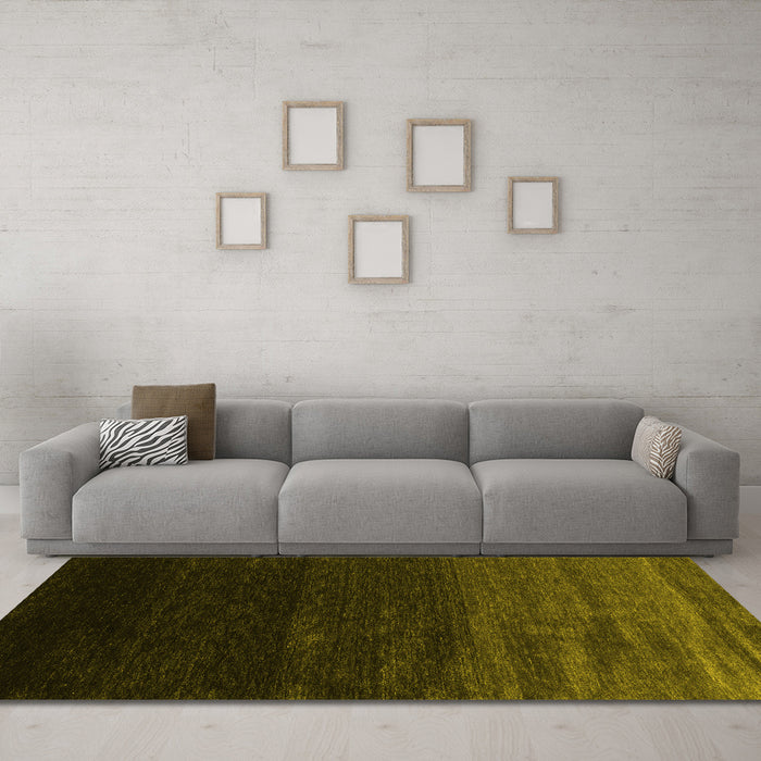 Machine Washable Abstract Yellow Contemporary Rug in a Living Room, wshcon1791yw