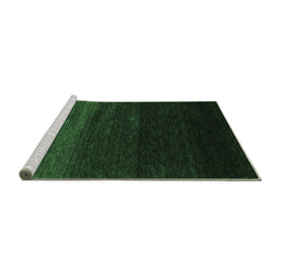 Sideview of Machine Washable Abstract Emerald Green Contemporary Area Rugs, wshcon1791emgrn
