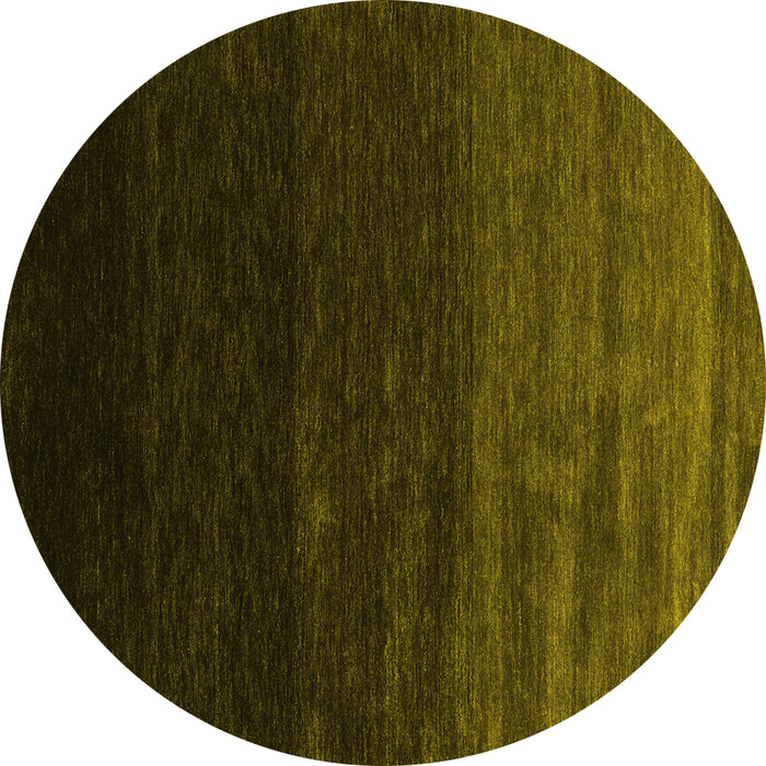 Round Machine Washable Abstract Yellow Contemporary Rug, wshcon1791yw