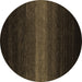 Round Abstract Brown Contemporary Rug, con1793brn