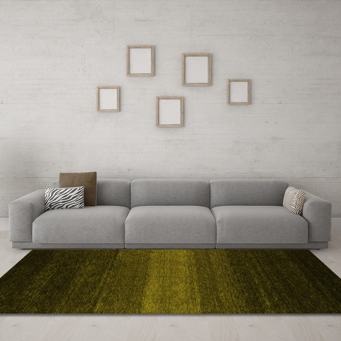 Machine Washable Abstract Yellow Contemporary Rug in a Living Room, wshcon1793yw