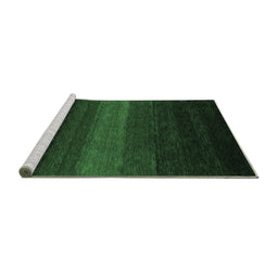 Sideview of Machine Washable Abstract Emerald Green Contemporary Area Rugs, wshcon1793emgrn