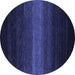 Round Abstract Blue Contemporary Rug, con1793blu