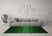 Machine Washable Abstract Green Contemporary Area Rugs in a Living Room,, wshcon1793grn