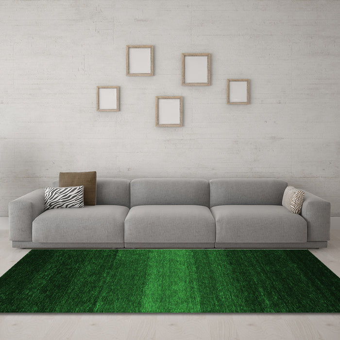 Machine Washable Abstract Green Contemporary Area Rugs in a Living Room,, wshcon1793grn