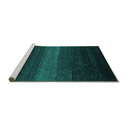 Sideview of Machine Washable Abstract Turquoise Contemporary Area Rugs, wshcon1793turq