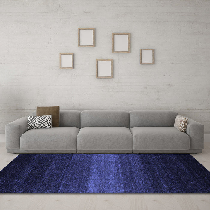 Machine Washable Abstract Blue Contemporary Rug in a Living Room, wshcon1793blu