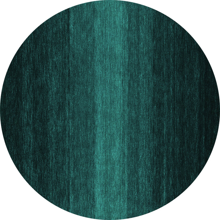 Round Machine Washable Abstract Turquoise Contemporary Area Rugs, wshcon1793turq