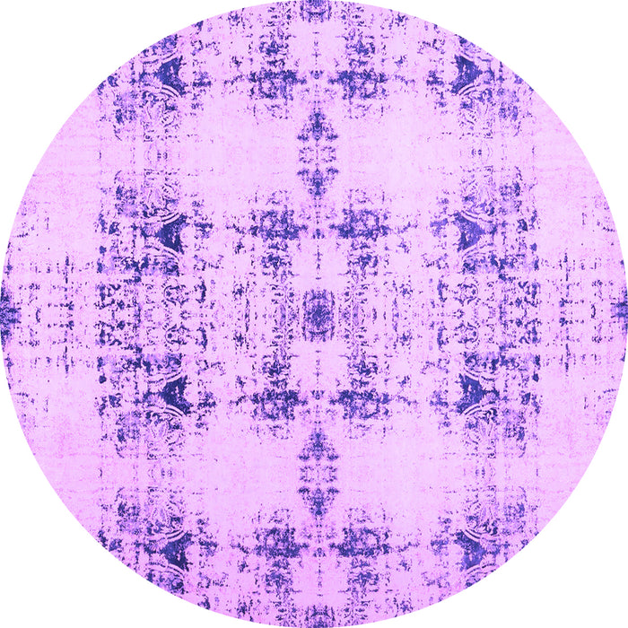 Round Machine Washable Solid Purple Modern Area Rugs, wshcon1794pur