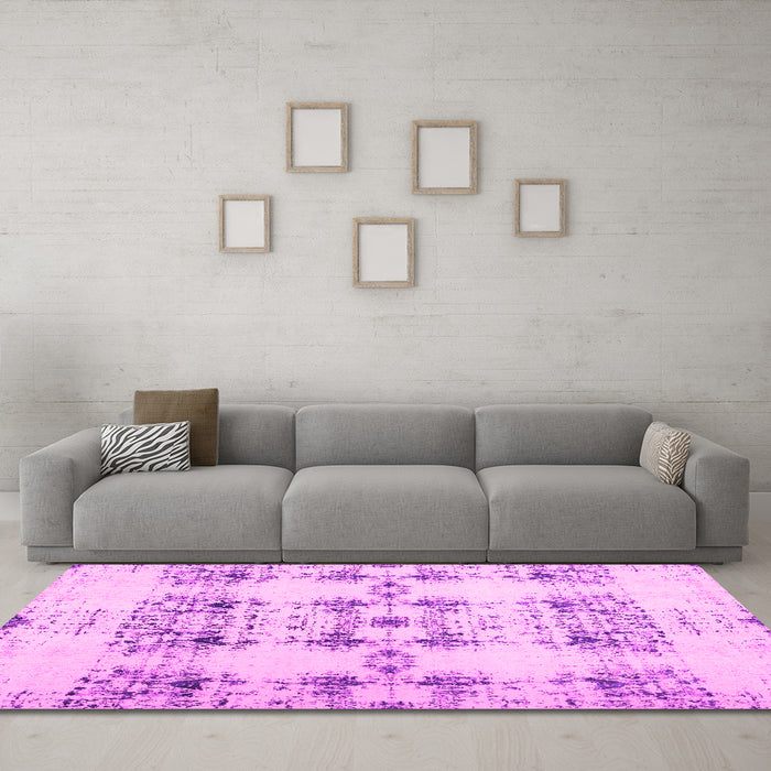 Machine Washable Solid Pink Modern Rug in a Living Room, wshcon1794pnk