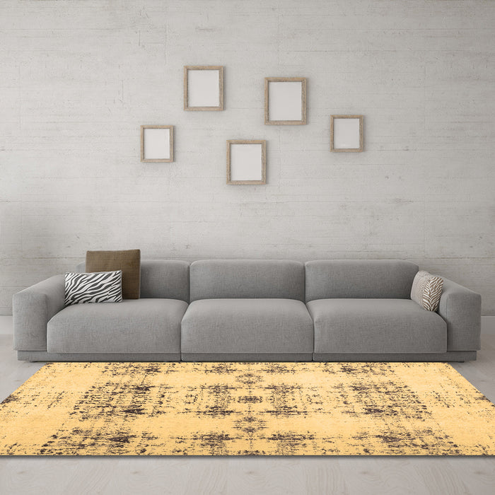 Machine Washable Solid Brown Modern Rug in a Living Room,, wshcon1794brn