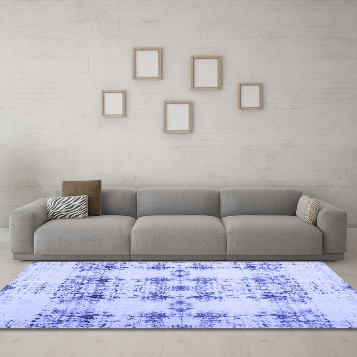 Machine Washable Solid Blue Modern Rug in a Living Room, wshcon1794blu