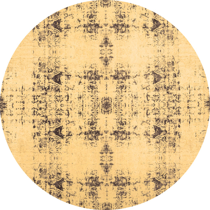 Round Machine Washable Solid Brown Modern Rug, wshcon1794brn