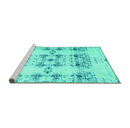 Sideview of Machine Washable Solid Turquoise Modern Area Rugs, wshcon1794turq