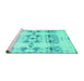 Sideview of Machine Washable Solid Turquoise Modern Area Rugs, wshcon1794turq