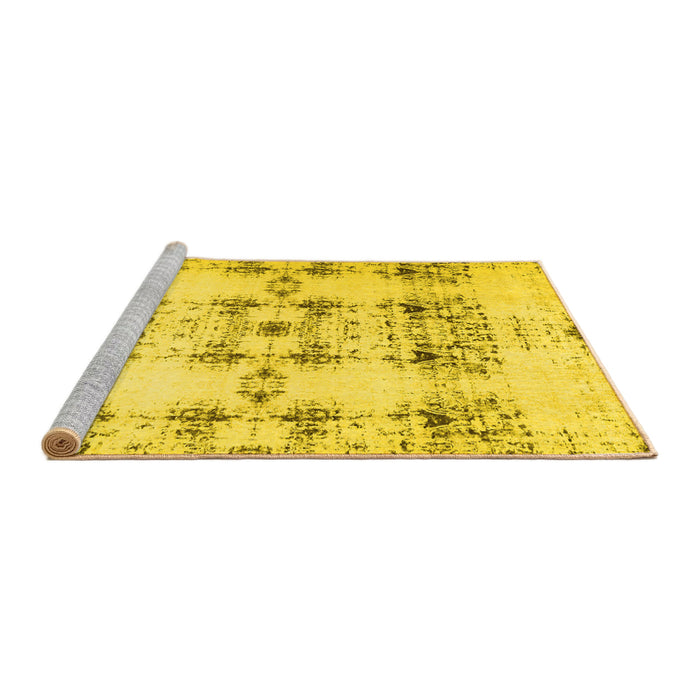 Sideview of Machine Washable Solid Yellow Modern Rug, wshcon1794yw