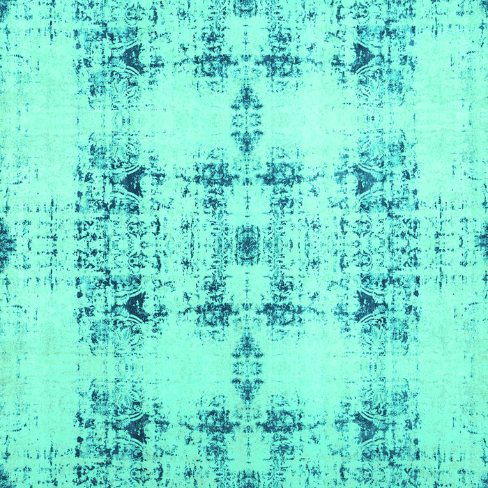 Square Machine Washable Solid Turquoise Modern Area Rugs, wshcon1794turq