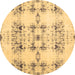 Round Solid Brown Modern Rug, con1794brn