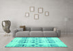 Machine Washable Solid Turquoise Modern Area Rugs in a Living Room,, wshcon1794turq